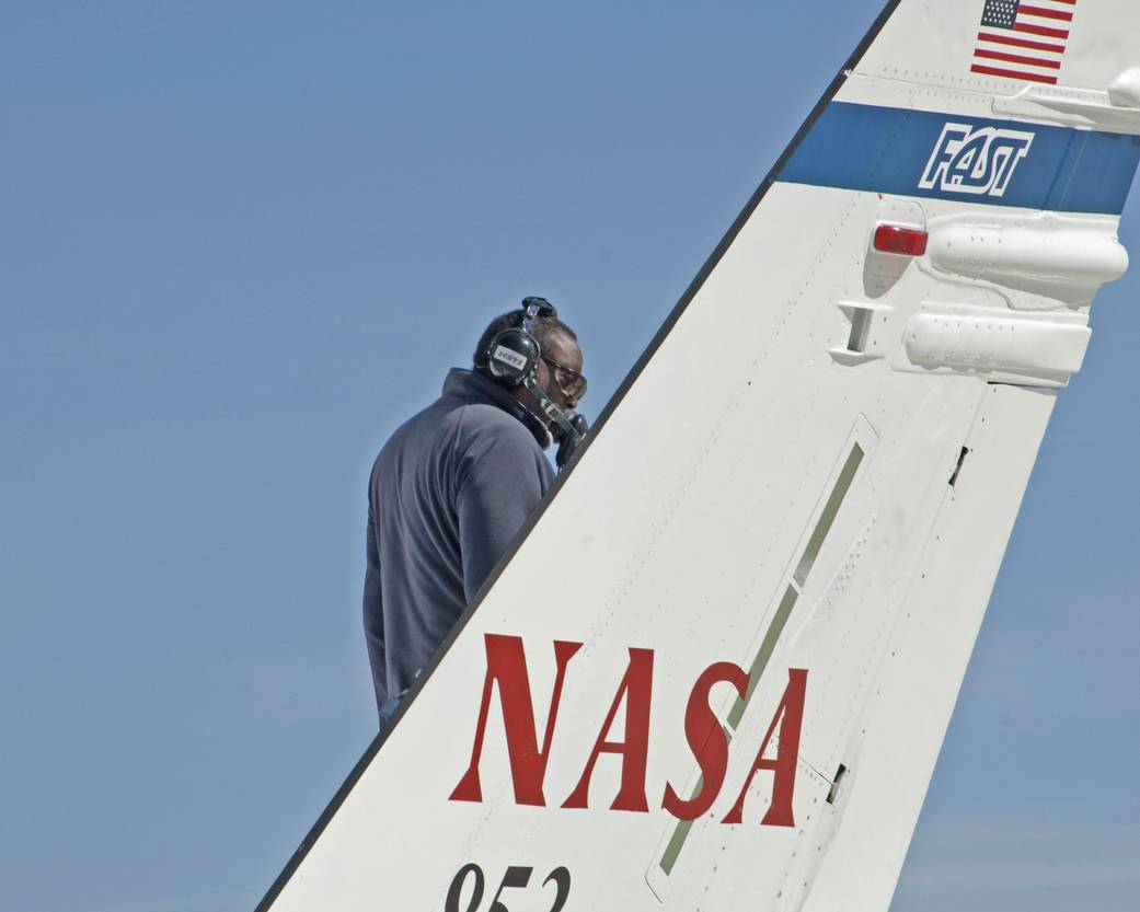 Crew Chief Performs Pre-Flight Activities on F/A-18 FAST Aircraft