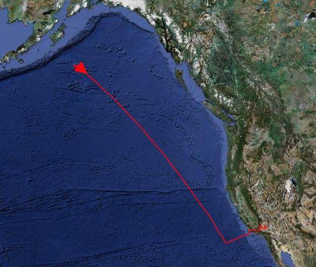 Outbound Flight Path for GloPac Mission