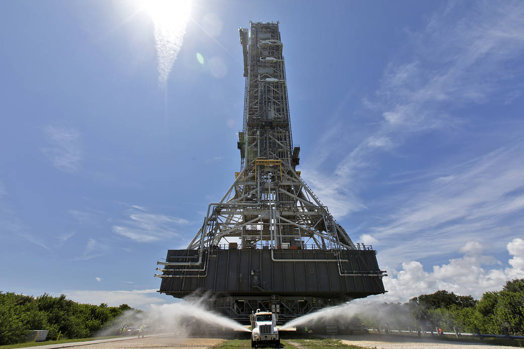 NASA's crawler-transporter 2 with the mobile launcher atop