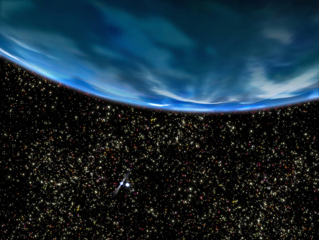 Artist concept of large gas giant planet with space in background