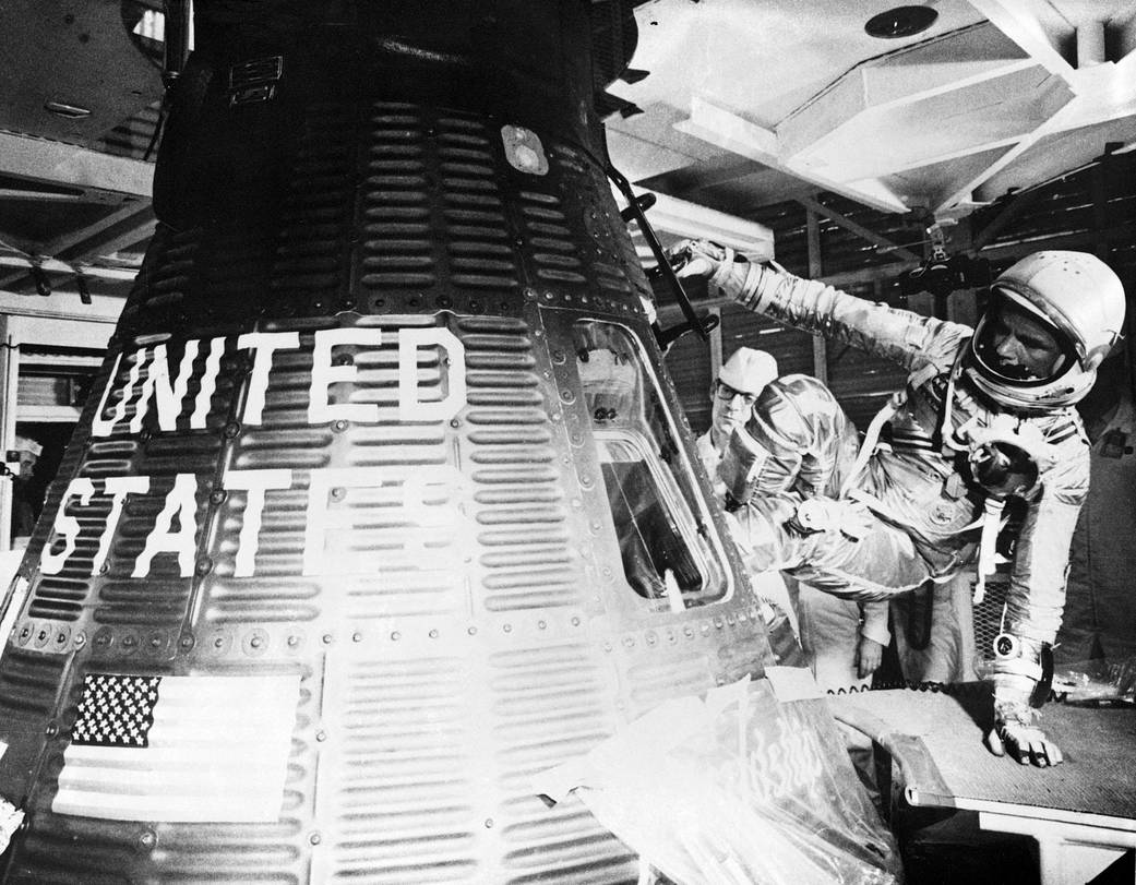 John Glenn climbs into Friendship 7 capsule