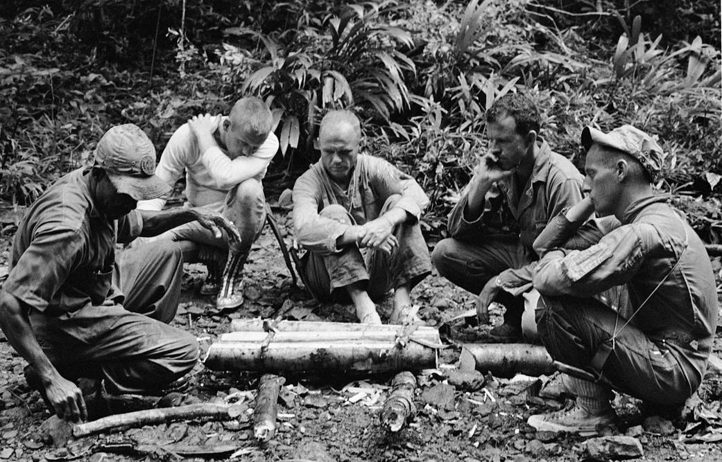 Mercury astronauts during survival training