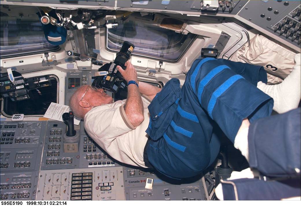 John Glenn during STS-95 shuttle flight