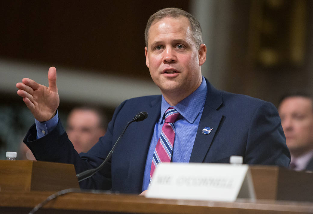 Administrator Bridenstine at table at Senate hearing
