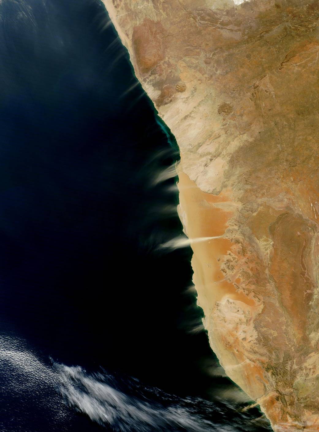 Hydrogen Sulfide and Dust Plumes on Namibia's Coast