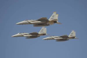 F-15D in Tight Formation over EAFB