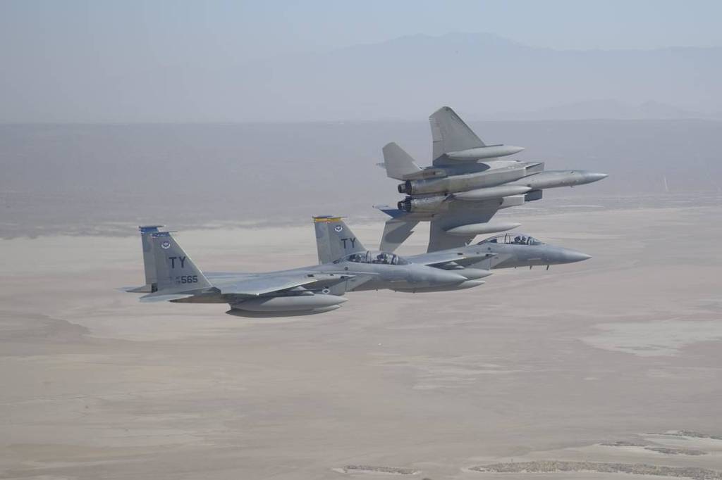 F-15Ds Crossing Rogers Dry Lake