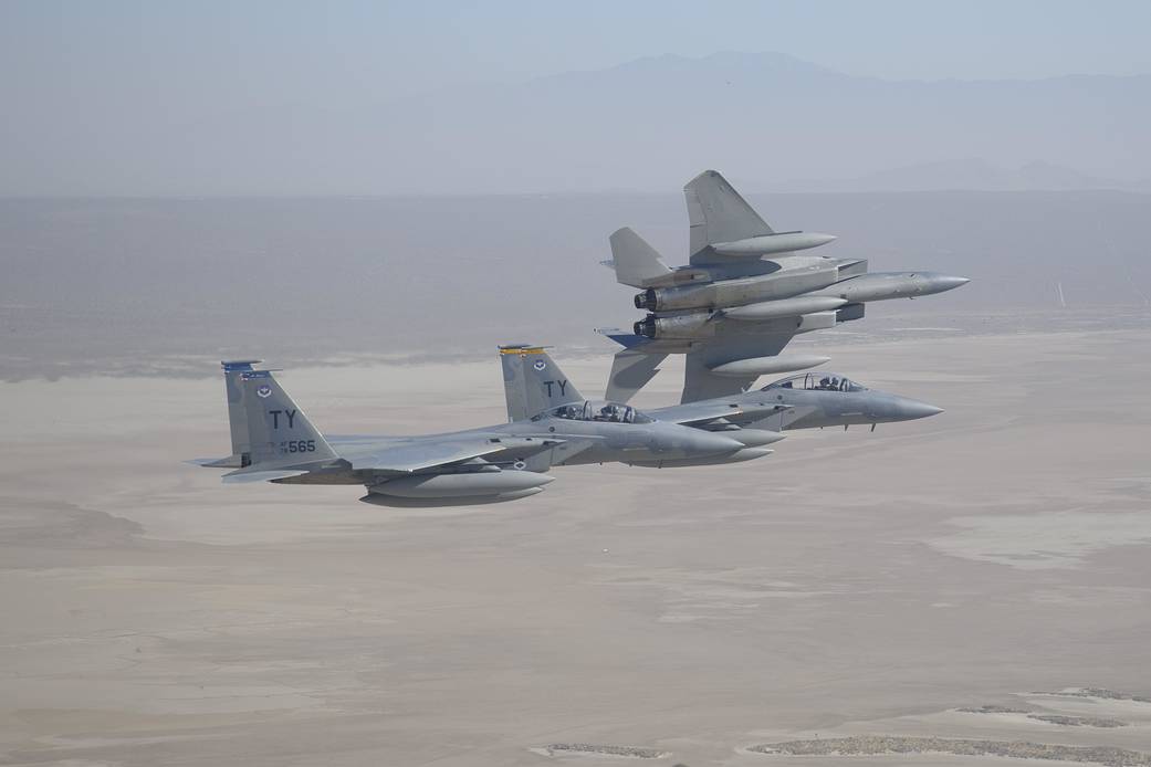 F-15Ds Crossing Rogers Dry Lake