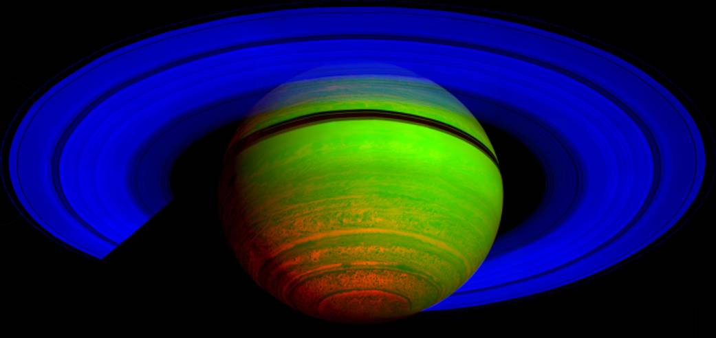 Majestic Saturn, in the Infrared