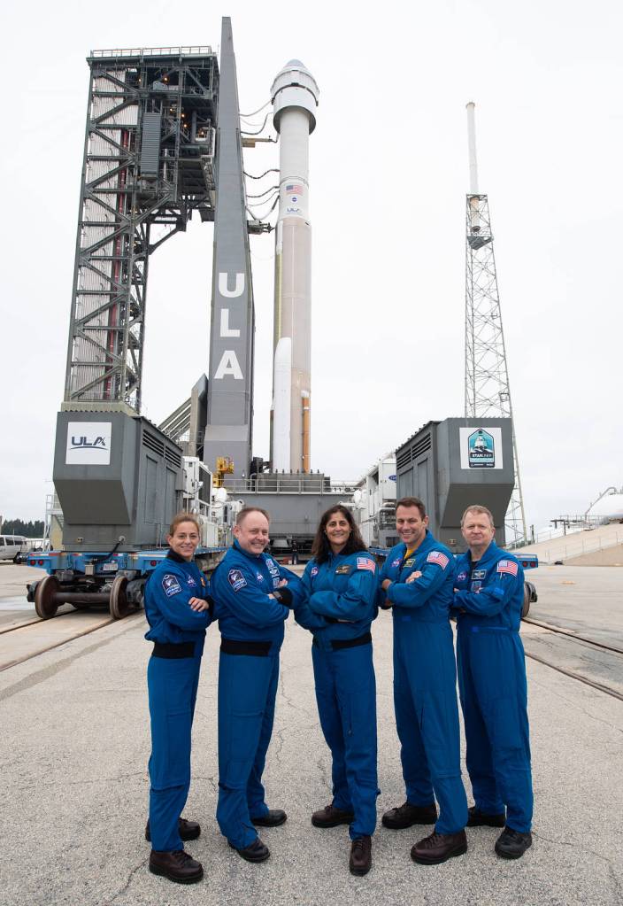 Astronauts With Boeing Starliner After Rollout