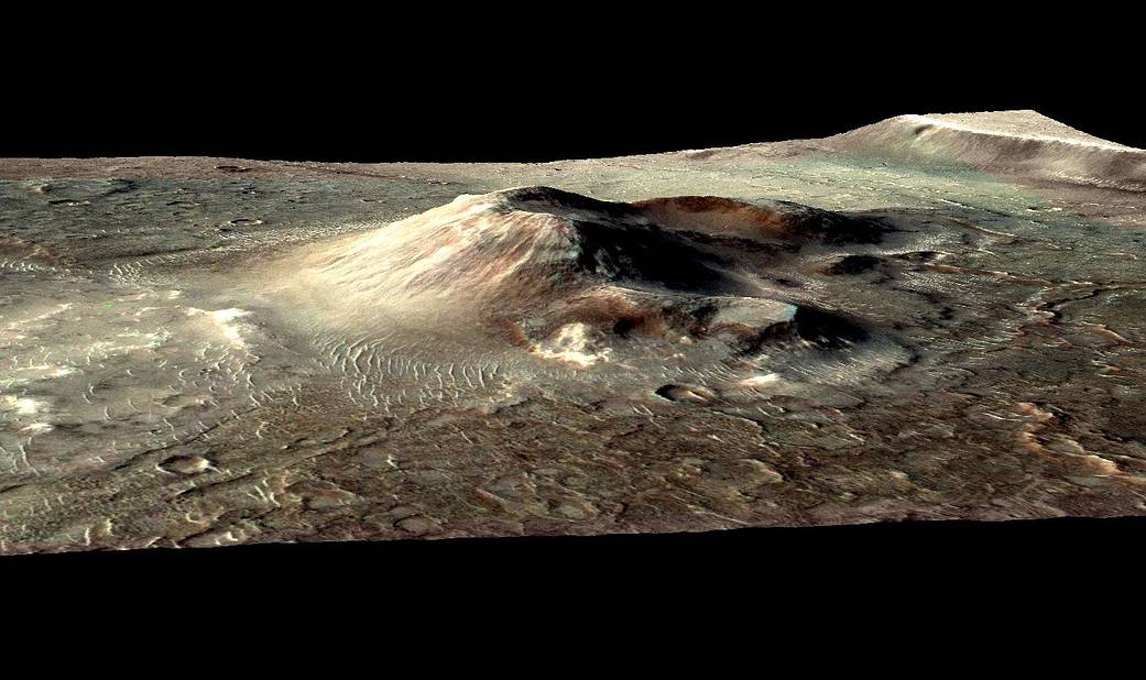 Mars Volcanic Cone with Hydrothermal Deposits