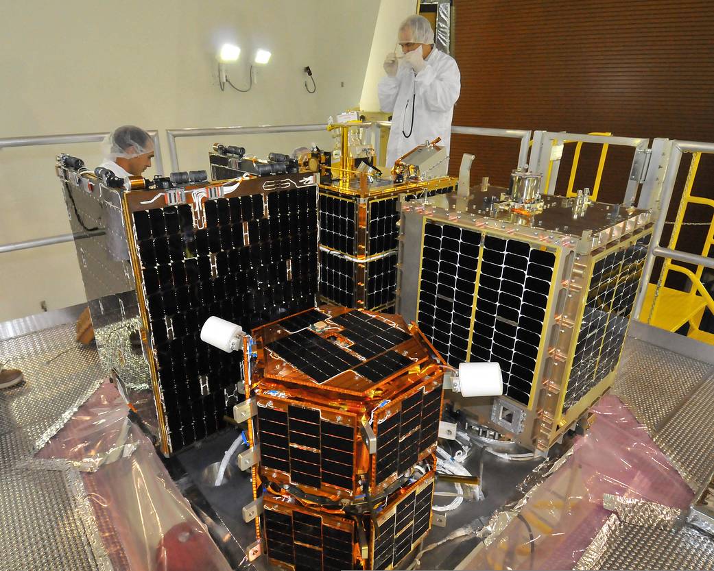 Four Satellites Atop Launch Vehicle