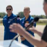 NASA astronauts Robert Behnken, left, and Douglas Hurley 