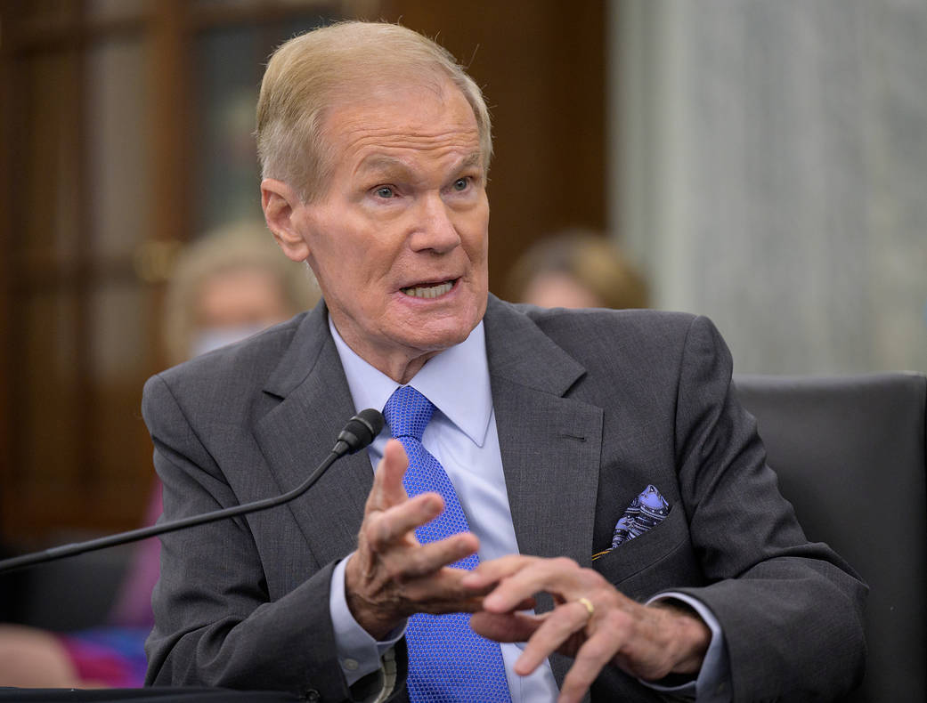 Former U.S. Senator Bill Nelson, President Biden’s nominee to be the next administrator of NASA, appears before the Senate Committee on Commerce, Science, and Transportation, Wednesday, April 21, 2021.