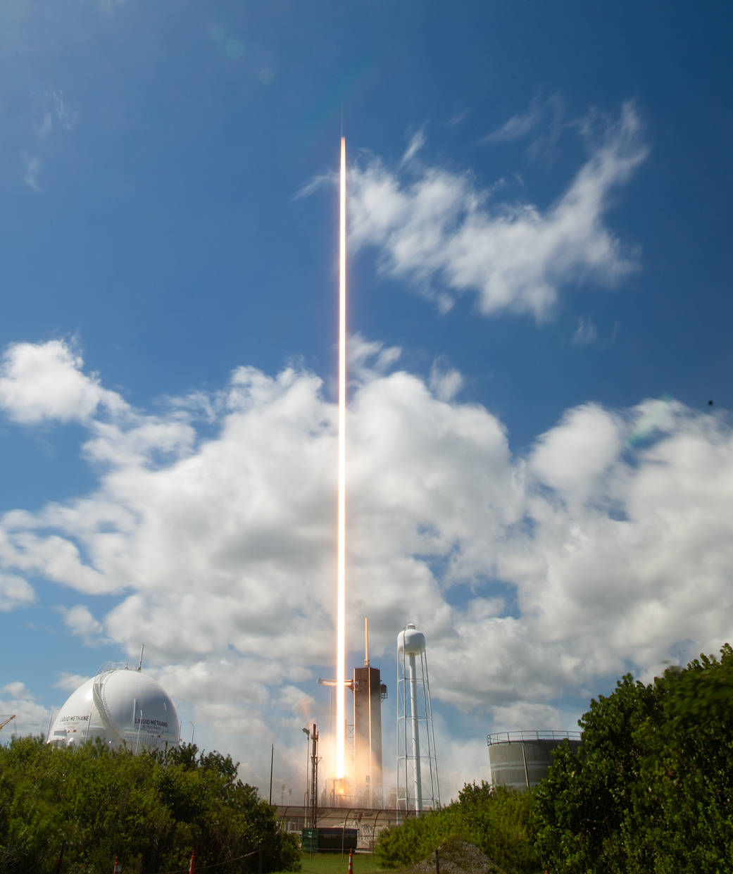 In this twenty-second exposure, a SpaceX Falcon 9 rocket carrying the company's Crew Dragon spacecraft is launched on NASA’s SpaceX Crew-5 mission to the International Space Station at NASA’s Kennedy Space Center in Florida.