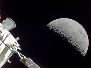(Dec. 5, 2022) On flight day 20 of the Artemis I mission, Orion captured the Moon on the day of return powered flyby. The burn, which lasted 3 minutes, 27 seconds, committed the spacecraft to a Dec. 11 splashdown.