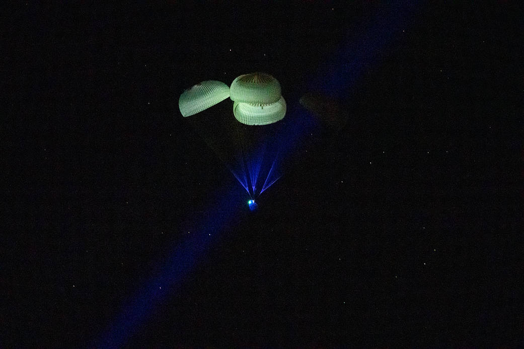 The SpaceX Dragon Endurance spacecraft is seen as it lands with Crew-5 members aboard in the Gulf of Mexico off the coast of Tampa, Florida, Saturday, March 11, 2023.