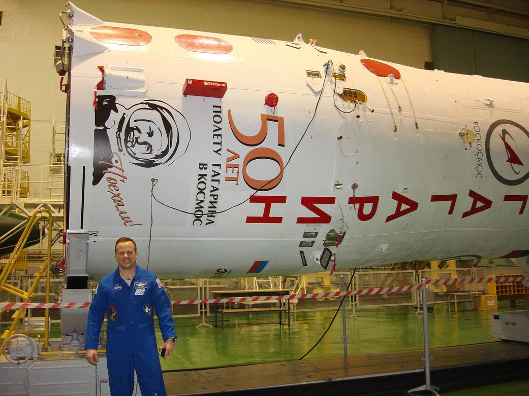 Astronaut Garan With Soyuz Booster