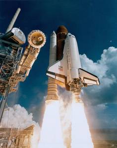Space shuttle Atlantis lifts off for the first time on Oct. 3, 1985, for the STS-51J mission.