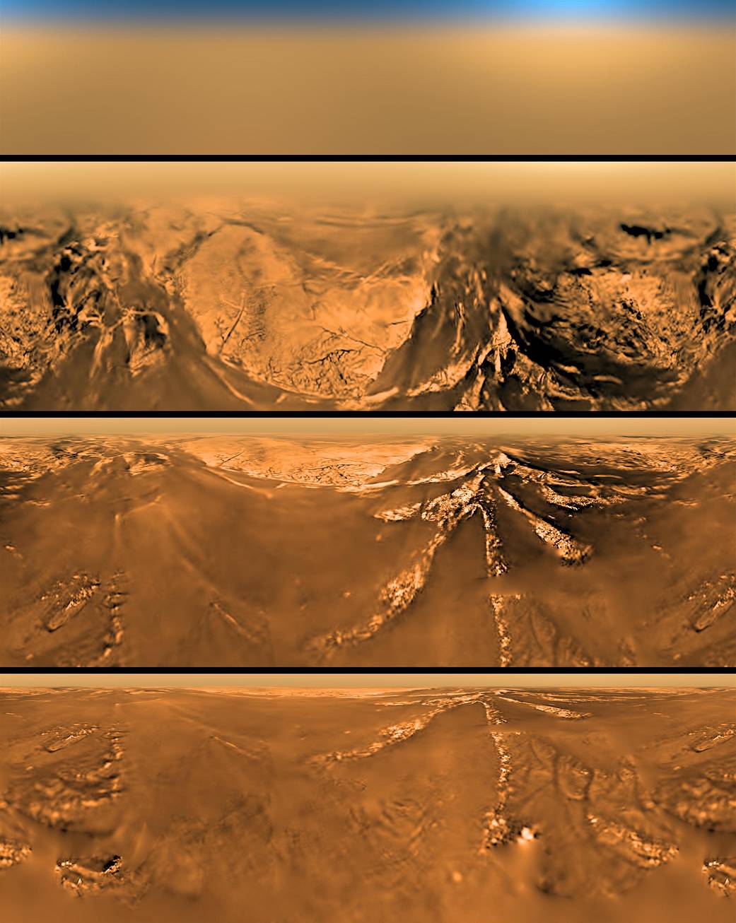 This poster shows a flattened (Mercator) projection of the view from the descent imager/spectral radiometer on the European Spac