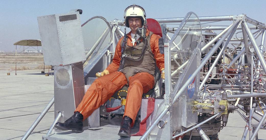 Kluever in the cockpit of the Apollo-era LLRV