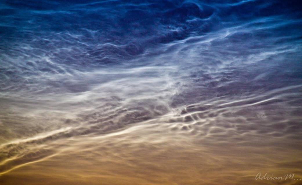 Noctilucent clouds on July 3, 2011, in Lock Leven, Fife, Scotland