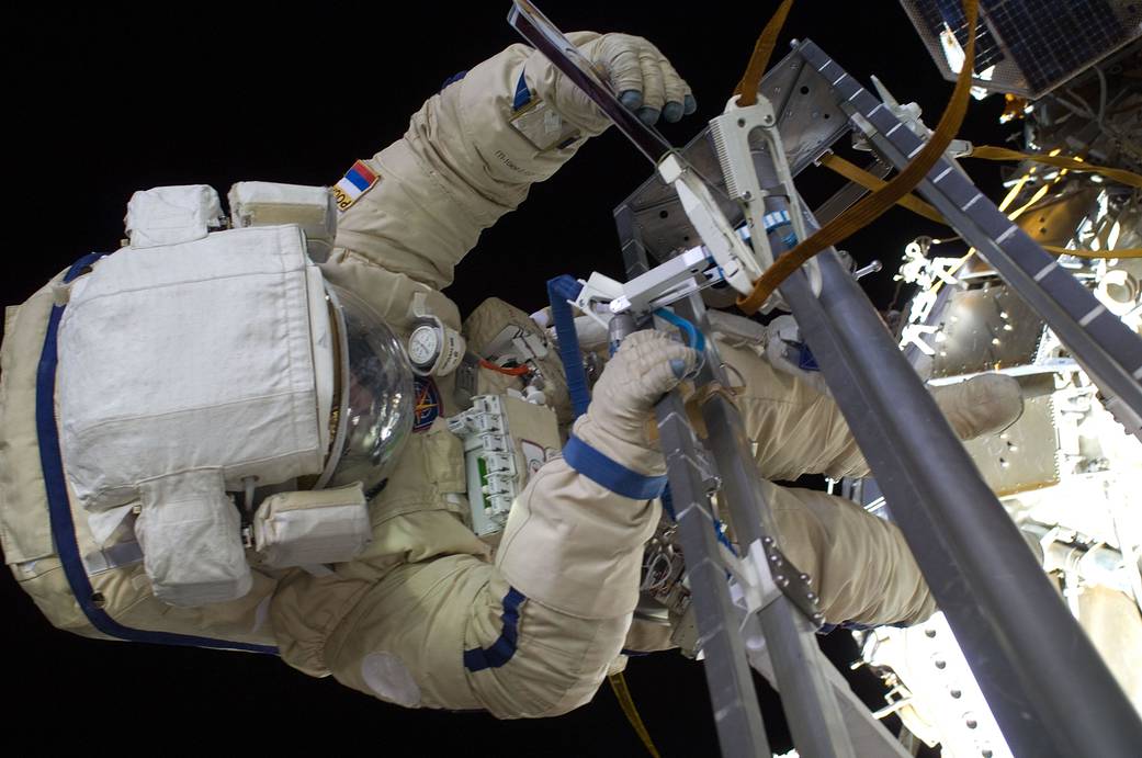 Cosmonauts Conduct Spacewalk