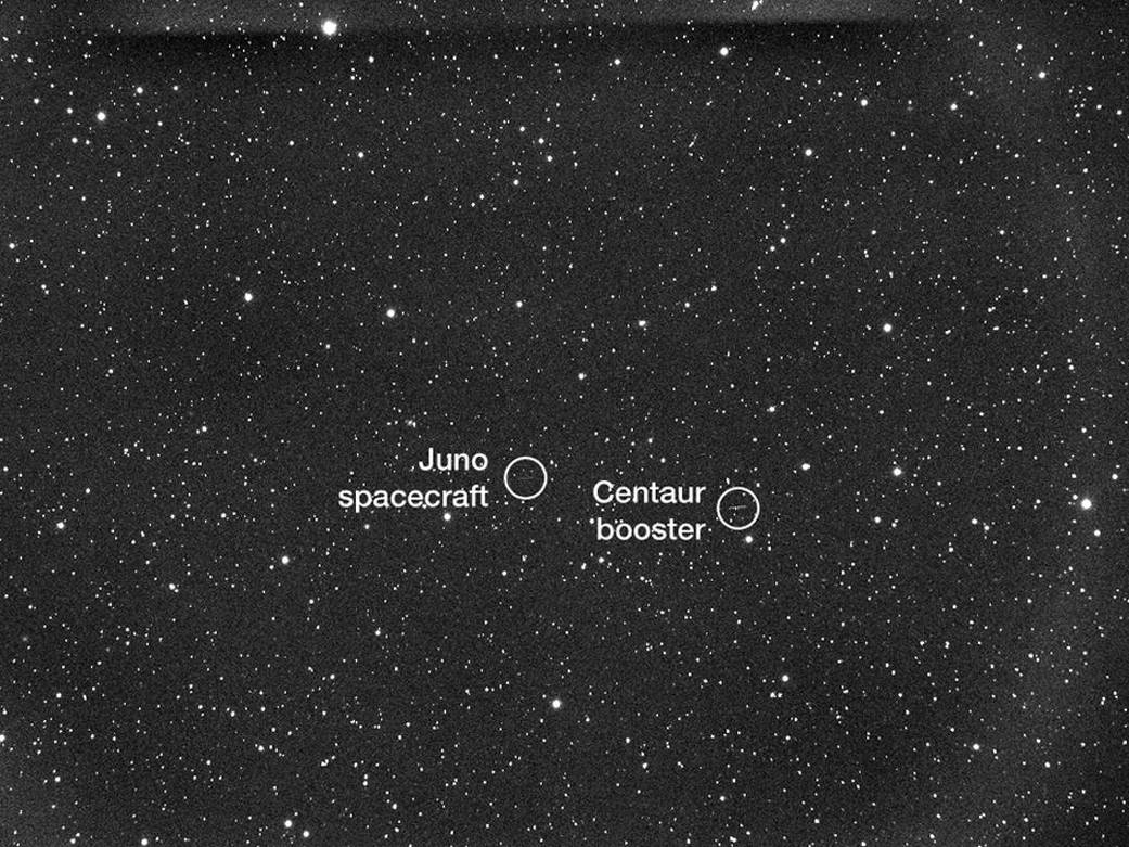 Juno and Booster Streak Across the Stars