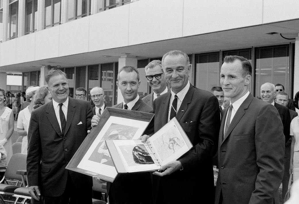 President Johnson With Gemini-4 Crew