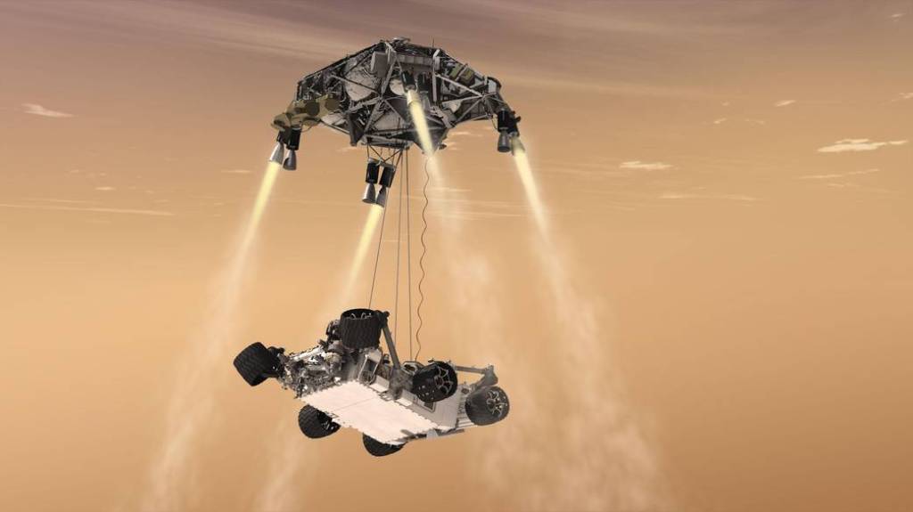 Curiosity’s Sky Crane Maneuver, Artist’s Concept
