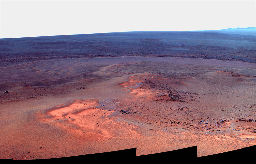 Opportunity's Eighth Anniversary View From 'Greeley Haven' (False Color)