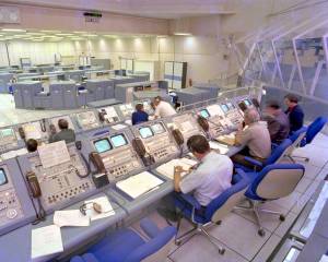 The move of space shuttle Columbia from the Vehicle Assembly Building to Pad A at Launch Complex 39 was monitored by shuttle team members in Kennedy's Launch Control Center Firing Room 1.