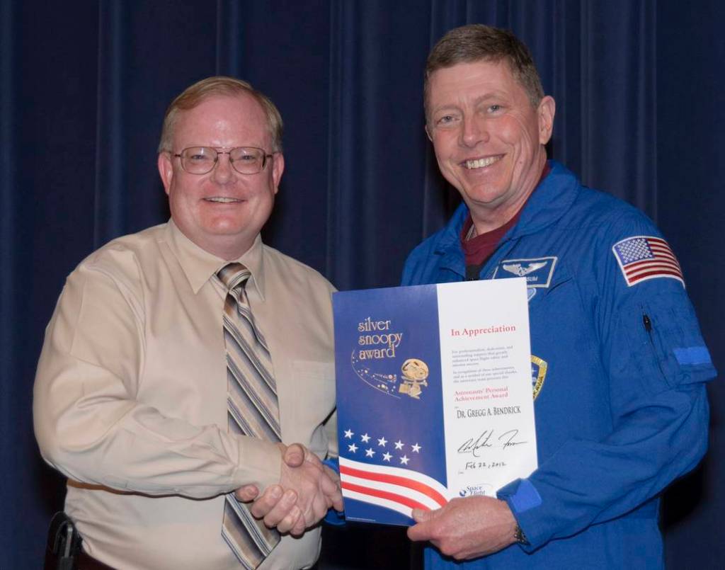 Silver Snoopy Award to Dr. Gregg Bendrick