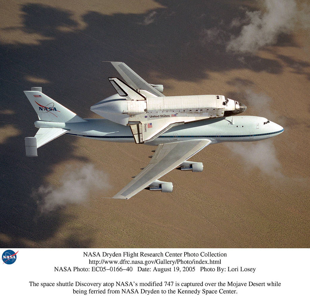 Space Shuttle Discovery atop NASA's 747