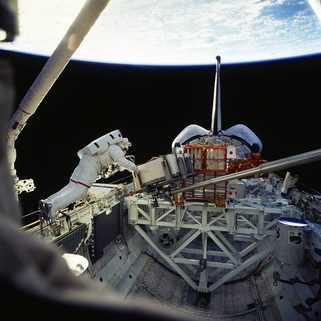 Columbia's First Spacewalk