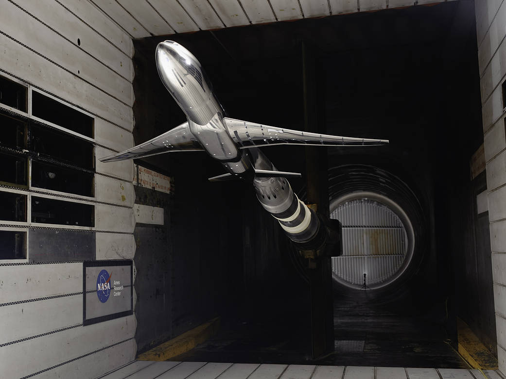 model of generic transport airplane in wind tunnel