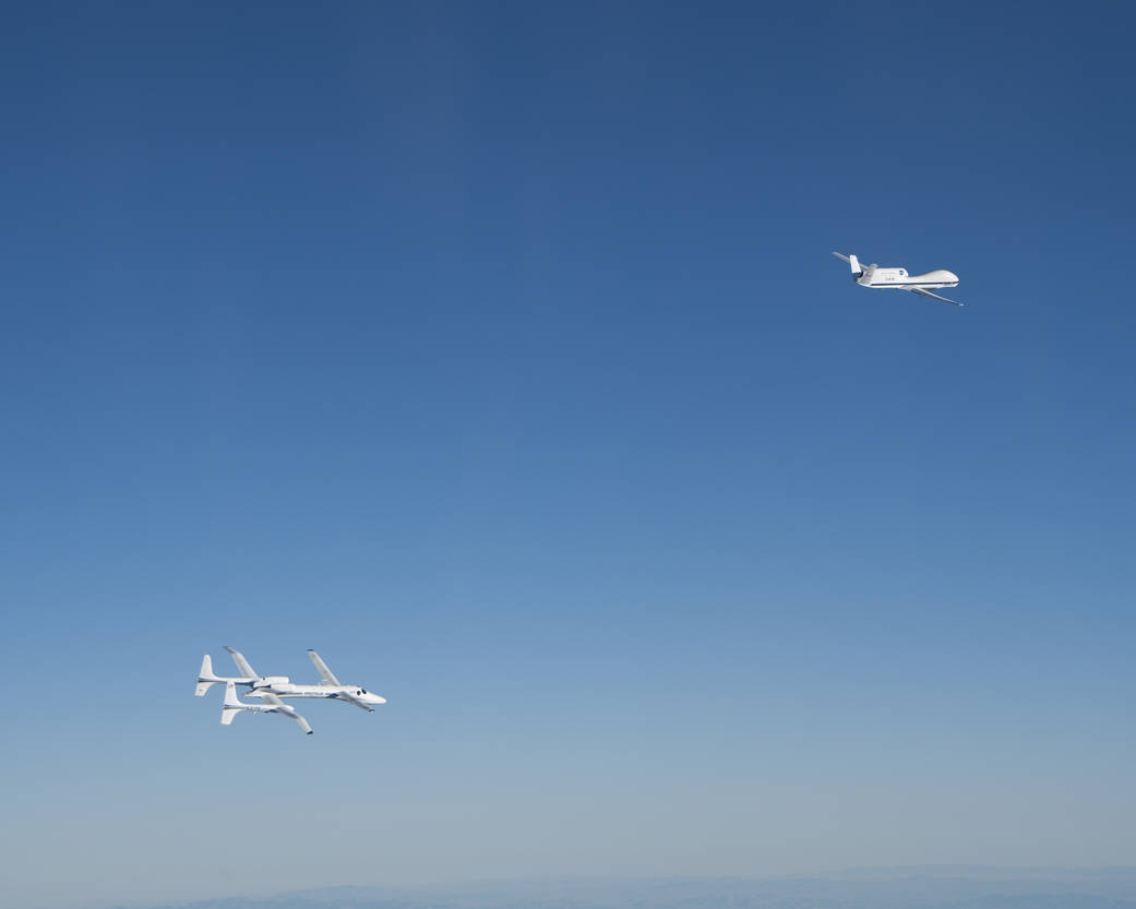 Proteus Samples Wake Vortices Behind Global Hawk