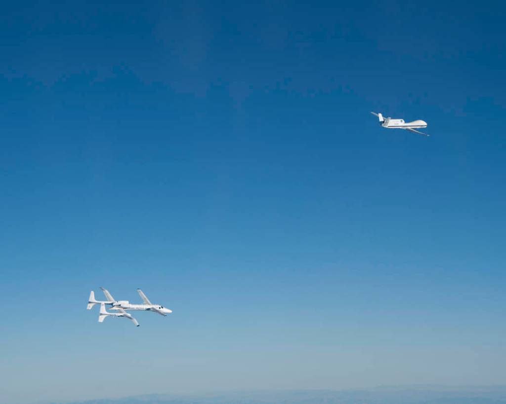 Proteus Samples Wake Vortices Behind Global Hawk 