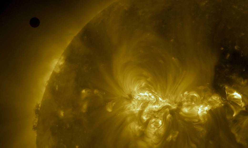 Closeup image of sun during transit of planet Venus