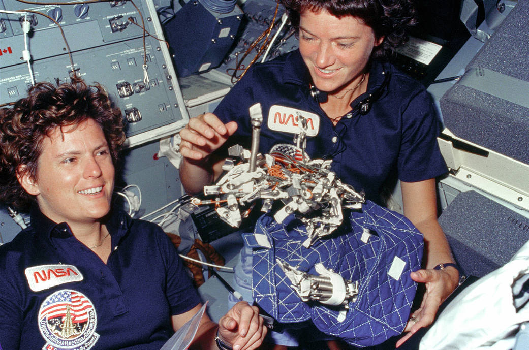 Sally Ride and Kathryn Sullivan on Mission STS-41G