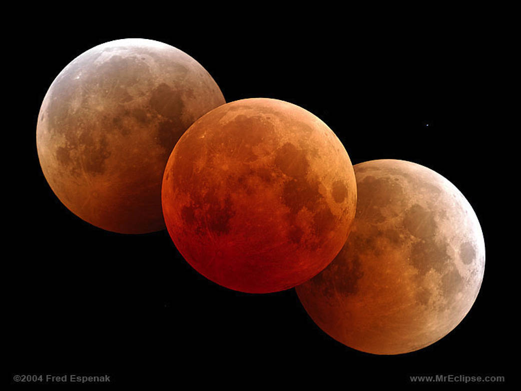Composite images of moon during eclipse