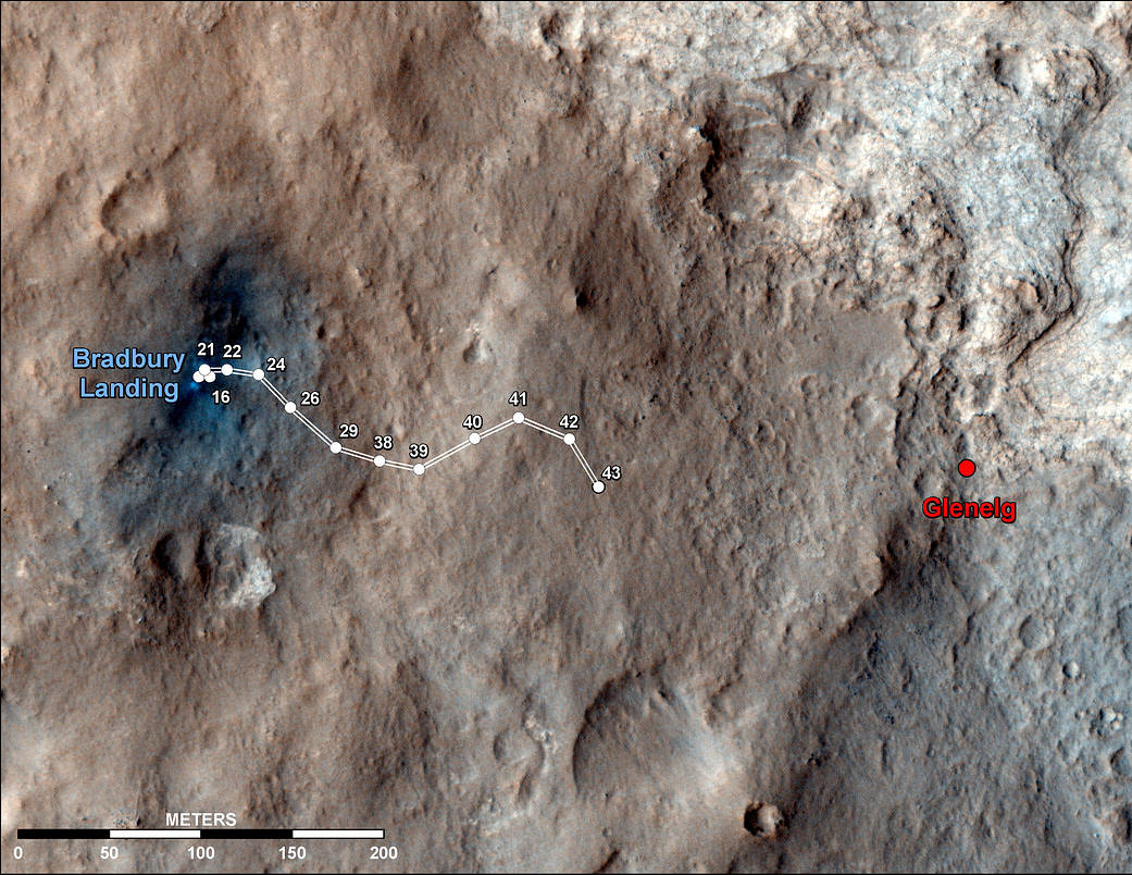 Curiosity Traverse Map Through Sol 43