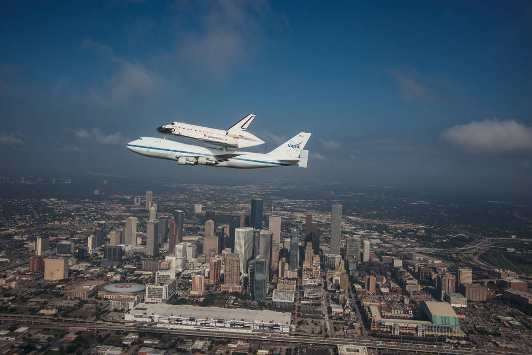 Space Shuttle Endeavour Over Houston, Texas