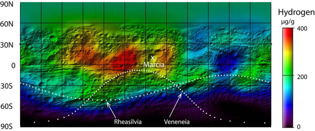 Hydrogen Map of Vesta