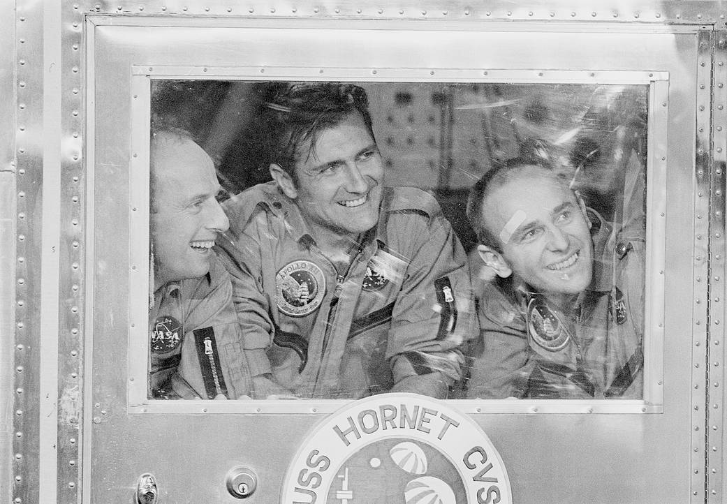 Astronauts, from left, Charles Conrad, Richard Gordon, Alan Bean