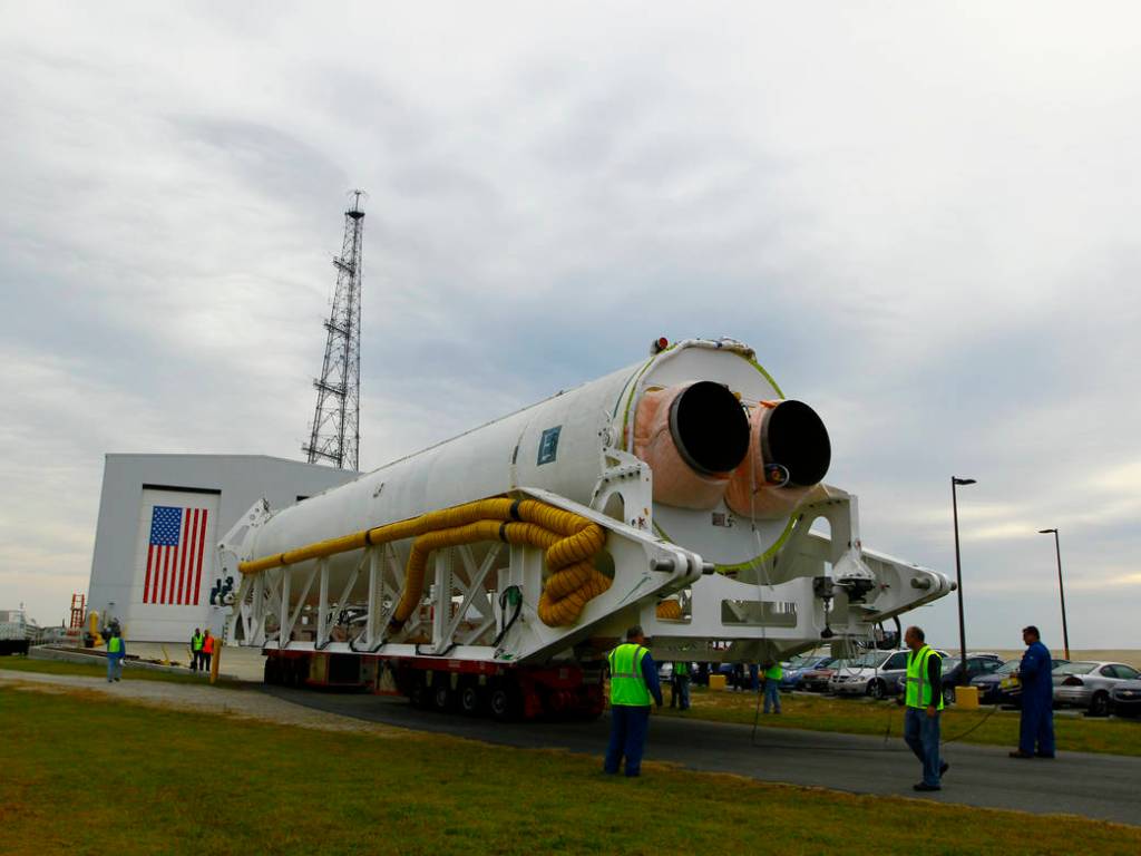 Orbital Sciences’ Antares Rocket Rolls Out