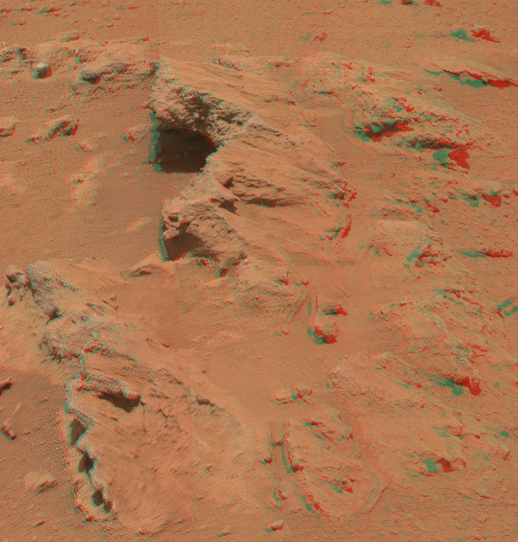 Martian Streambed Evidence Rock in 3-D