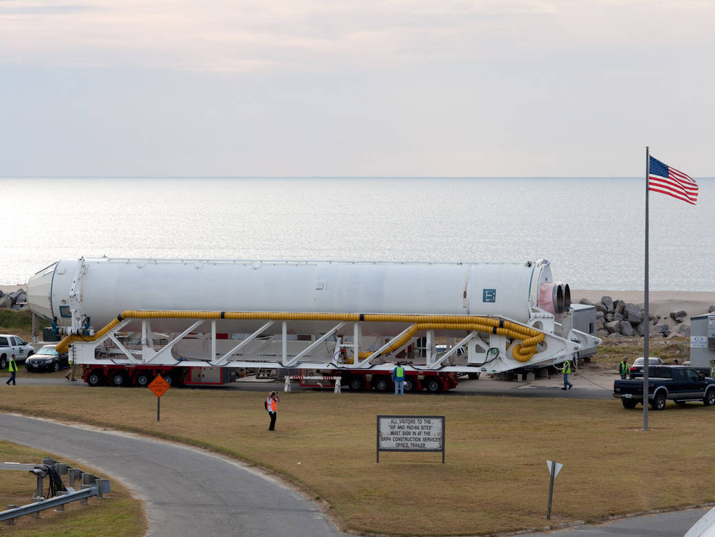 Orbital Sciences' Antares Rocket Rolls Out