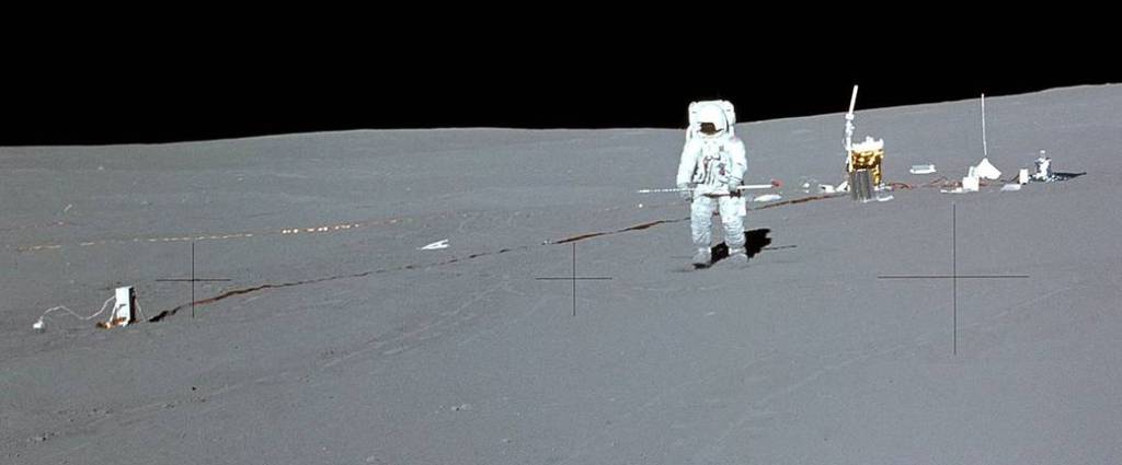Edgar Mitchell Sets Up Apollo Lunar Surface Experiments