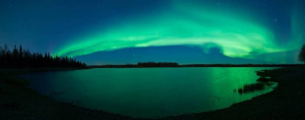 Aurora Reflects in a Lake in Alaska